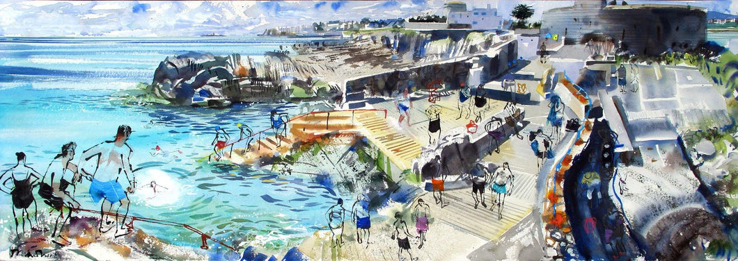 Summer Swim Blue Panorama 2 For Sale - John Short Irish Visual Artist